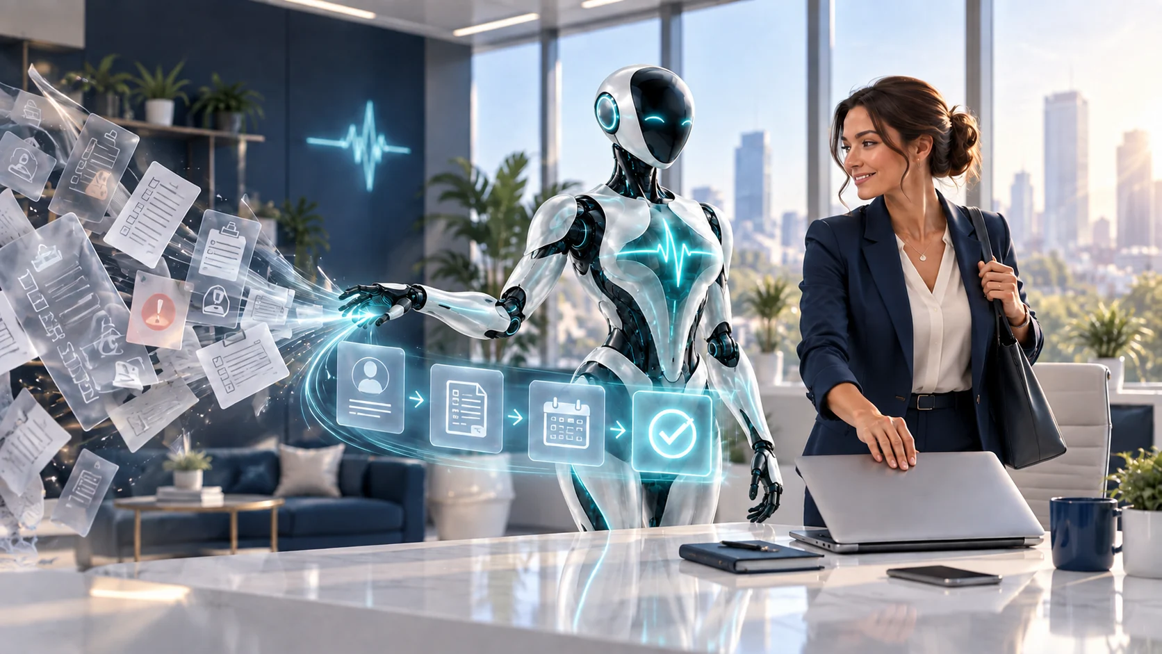 DomAfina's AI assistant turning scattered home-care paperwork into one verified workflow while a provider owner finishes her day