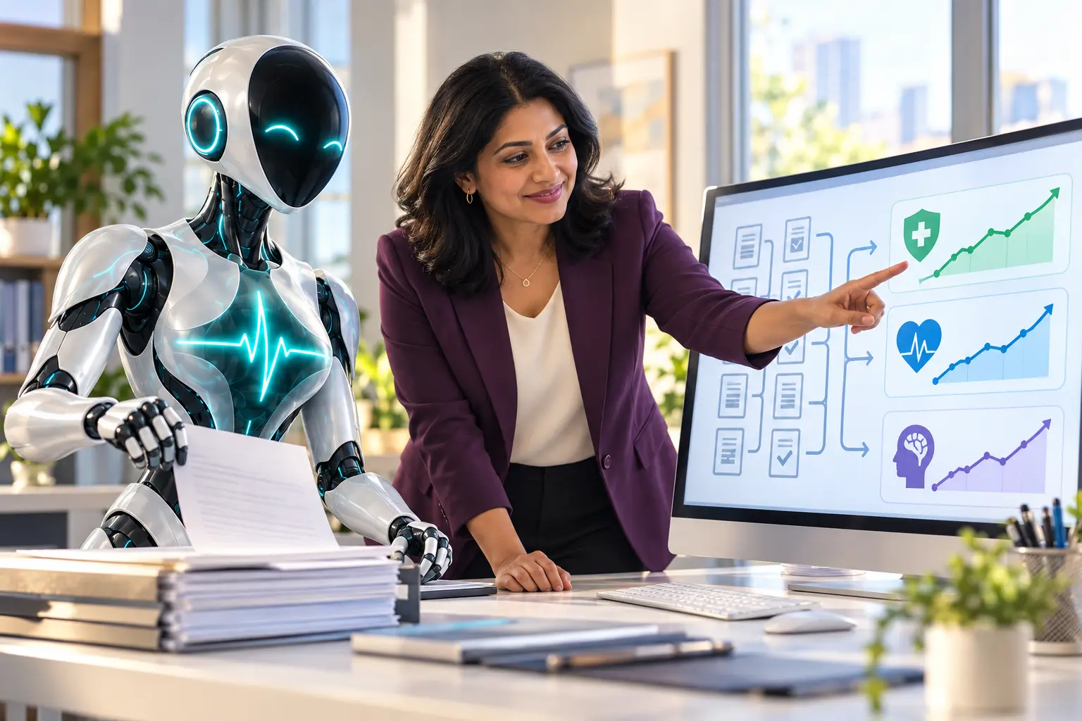 DomAfina robot and a new Medicaid quality director turning many reporting forms into three clear digital outcome trends.